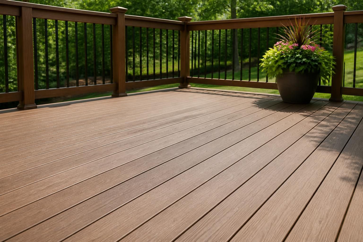 Repaired deck section blending into a clean finished surface.